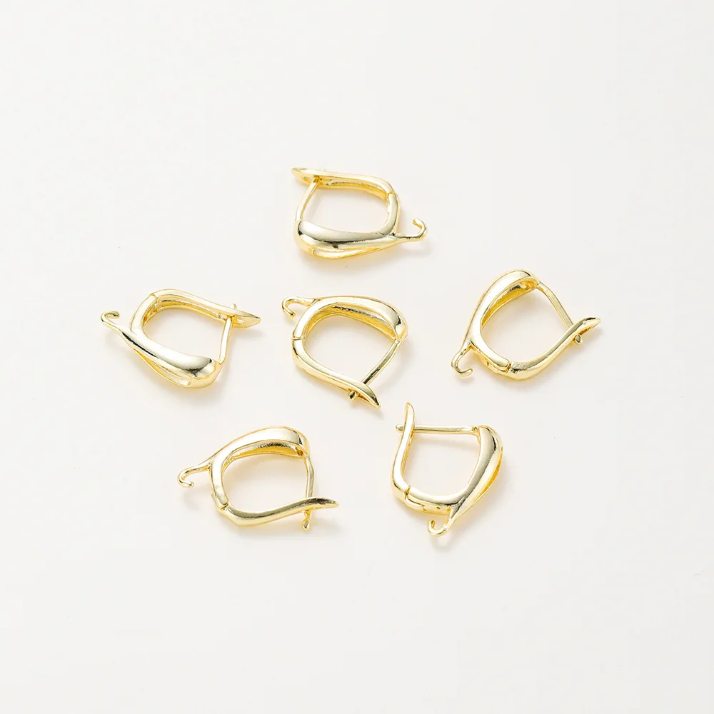 1Pcs New Electroplating Color Preserving Genuine Gold D-Shaped Ear Hook DIY Ear Accessory D-Shaped Universal Trend Earring Hook