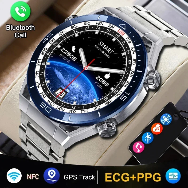 2024 New Business Ultimate Smart Watch for Android ios Men Bluetooth Call Compass NFC 100+ Sprots Smartwatch Waterproof Watches