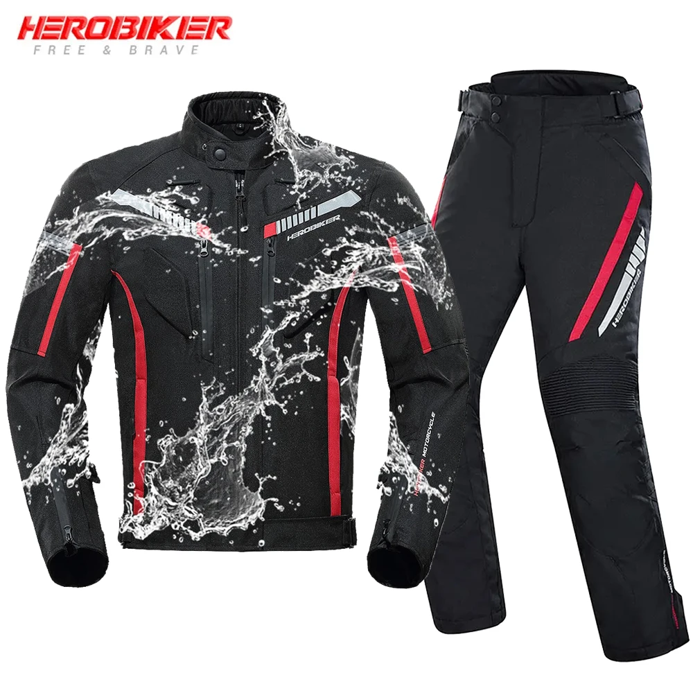 HEROBIKER Motorcycle Jacket Waterproof Man Racing Motorcross Jackets Motorcycle Pants Wearable Moto Jacket With EVA Protection