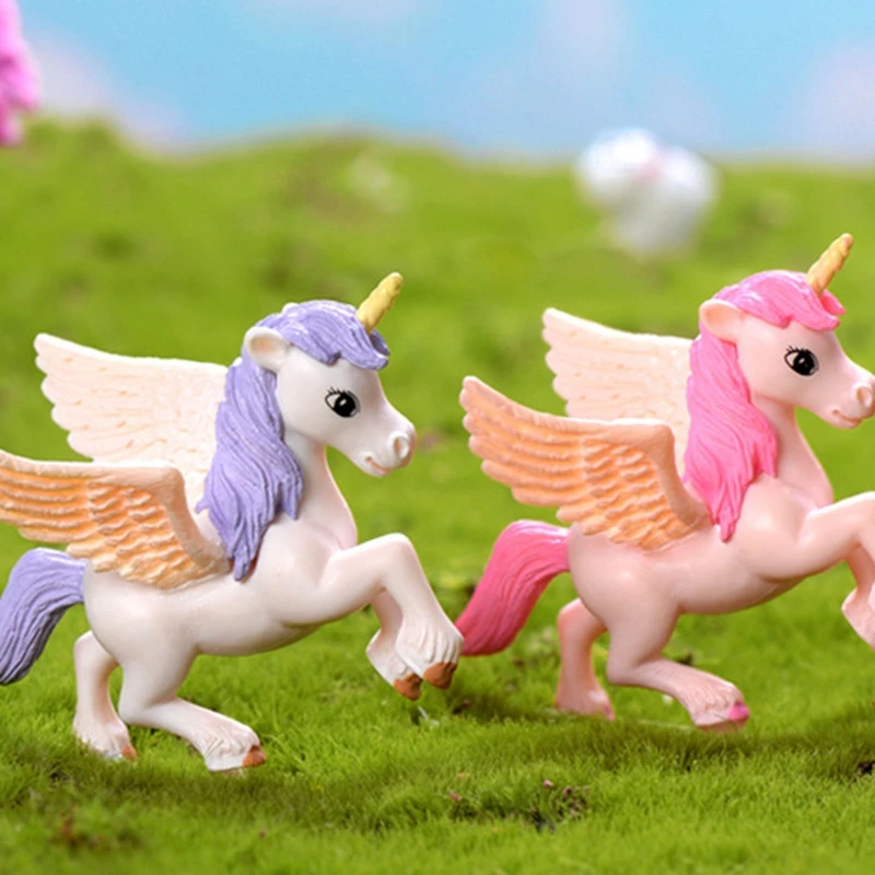 1pc Cartoon Cute Pegasus Dolls Unicorn Anime Action Figure Pony Succulents Assembly Ornaments Gifts Toys for Children