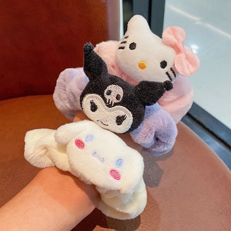 Sanrio แถบคาดศีรษะสำหรับล้างหน้า, ที่คาดผมนุ่มน่ารักของผู้หญิงยางมัดผมเด็กผู้หญิงขนแกะปะการังนุ่มสำหรับแต่งหน้า, การดูแลผิว