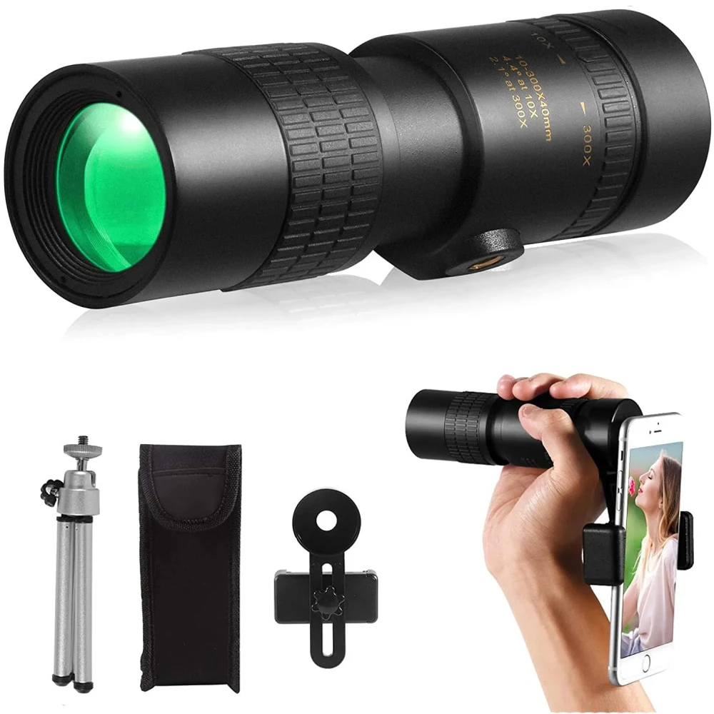 10-300X40MM Portable Mini Scalable Monoculars Telescope Bird-watching Mirror for Outdoor Camping With 30mm Objective Lens