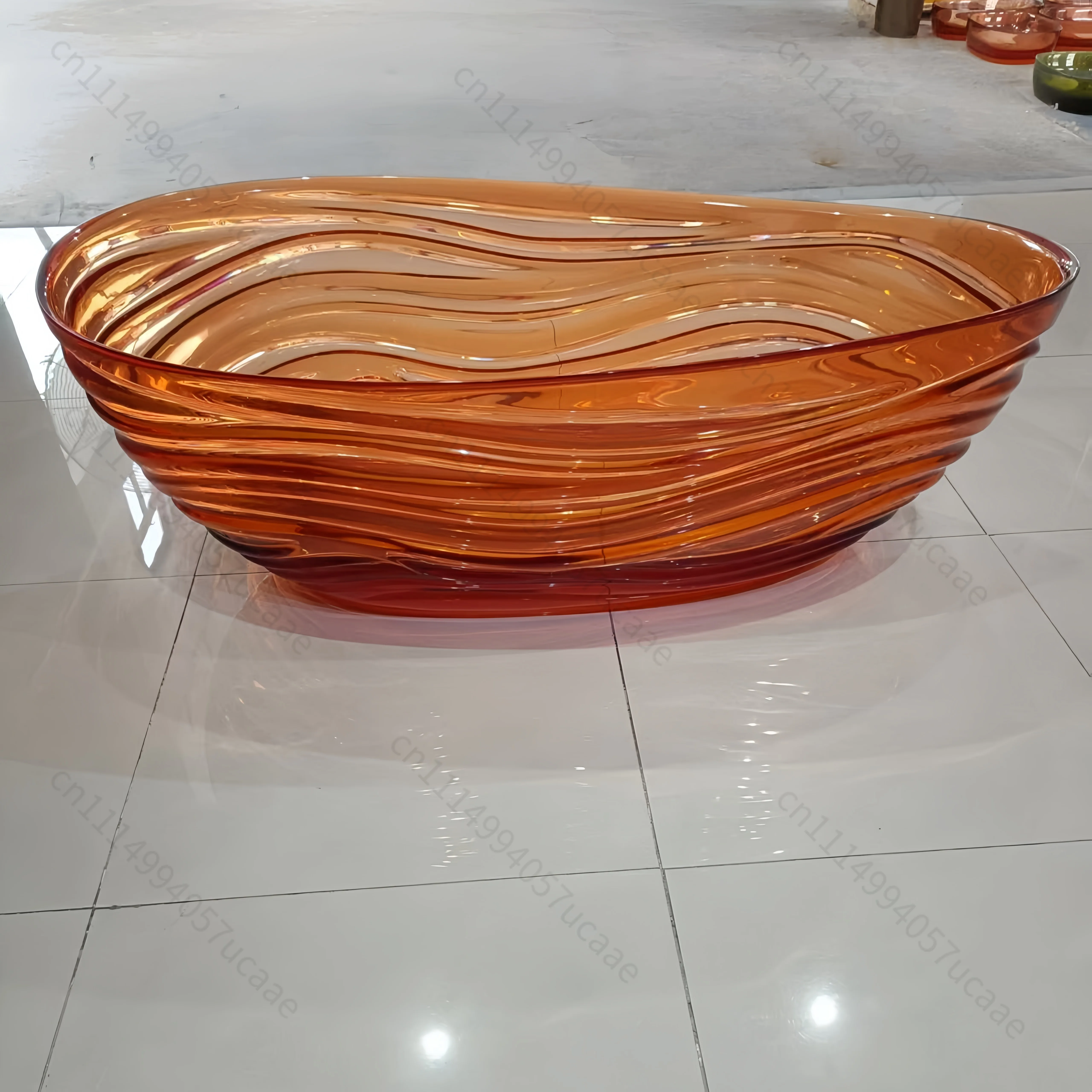 Modern Eco-Friendly Durable Transparent Resin Oval Freestanding Bathtub Drainer Indoor Soaking Bathroom 50-59gal 5-year Warranty