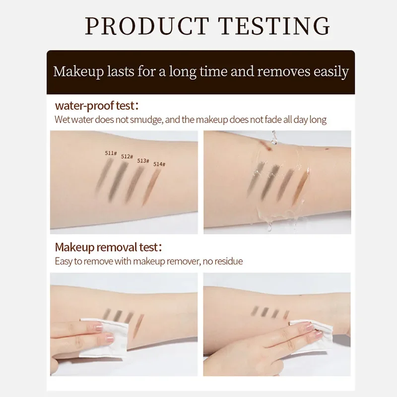 Matita per sopracciglia impermeabile a doppia testa Triangolo argento Sottile Automatico Non sbavato Ultra fine Resistente al sudore a lunga durata