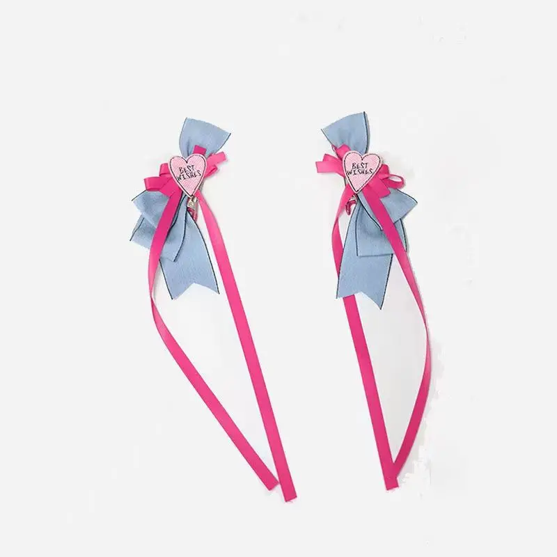 Lolita headpiece Pink blue hairpin sweetheart lolita hair accessories pink love streamer clip lolita headpiece