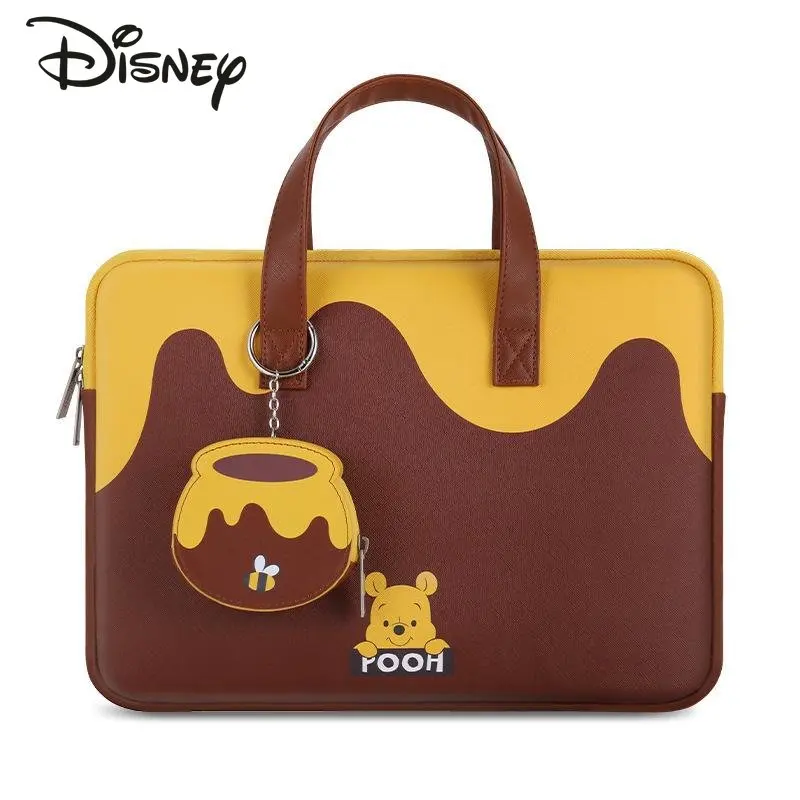 Disney Winnie Bear New Women's Computer Bag Fashionable High Quality Portable Laptop Bag Cartoon Casual Multi Functional Handbag