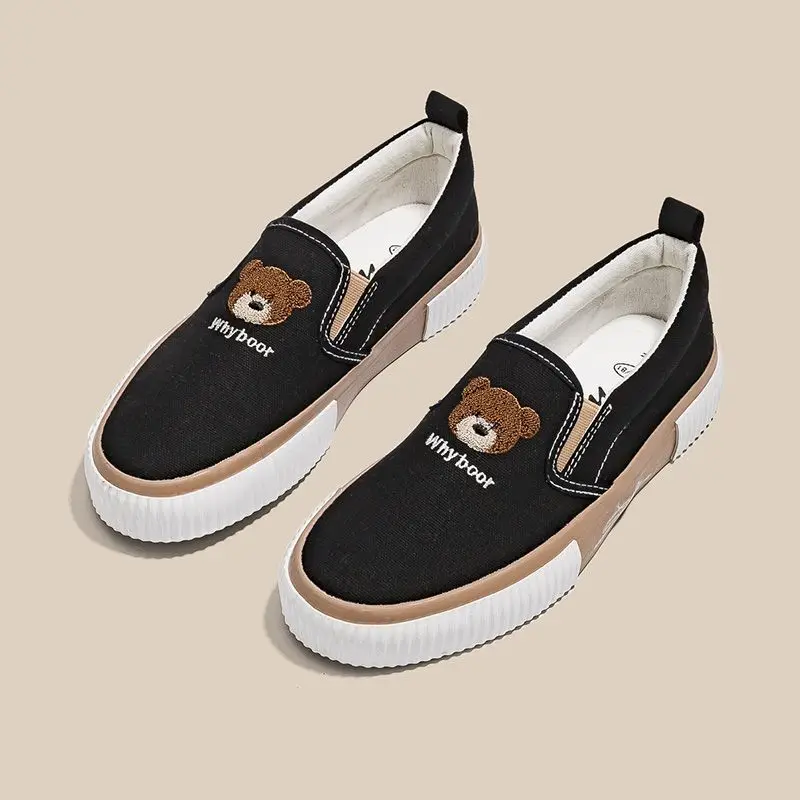 Slip On Loafers Canvas Kawaii Cute Female Footwear Stylish Promotion Low Price Spring Original New In Autumn Women\'s Shoes