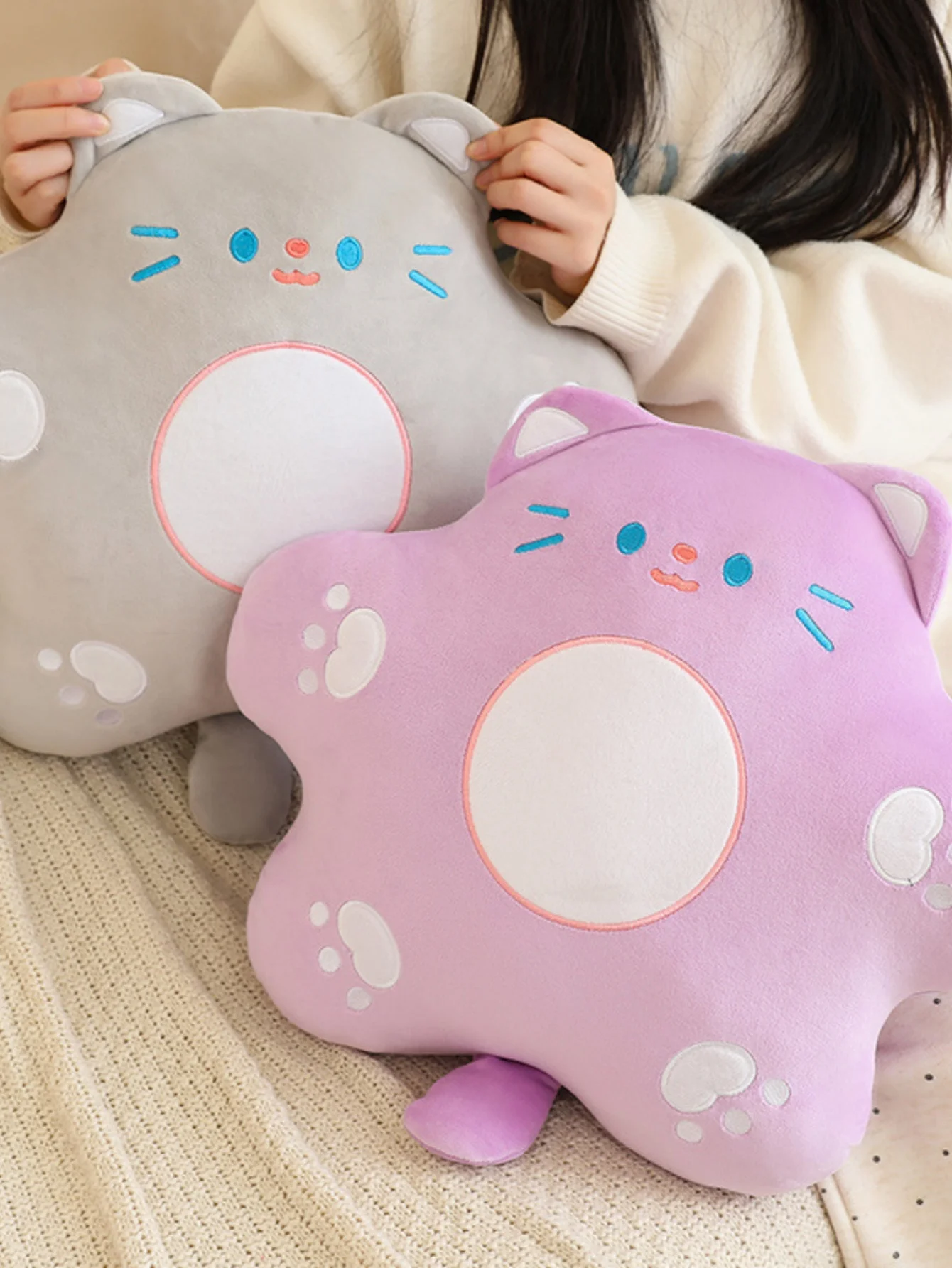 Creatieve bloemen kat lendensteun schattig kantoor kat kussen bank bloem kussen bloem knuffels