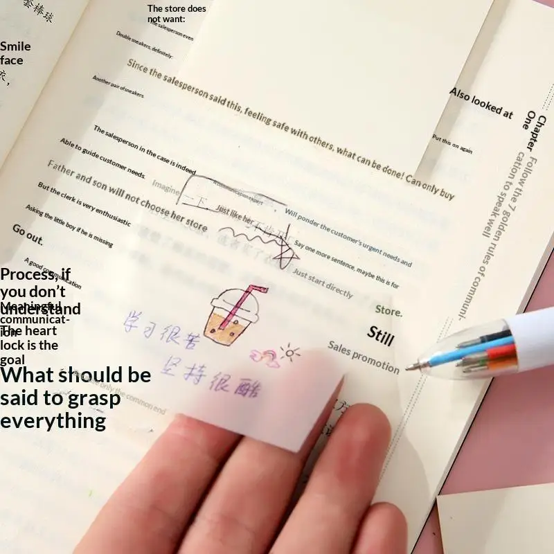 New 50/100 Sheets Transparent Sticky Note Pads Waterproof Self-Adhesive Memo Notepad School Office Supplies Stationery