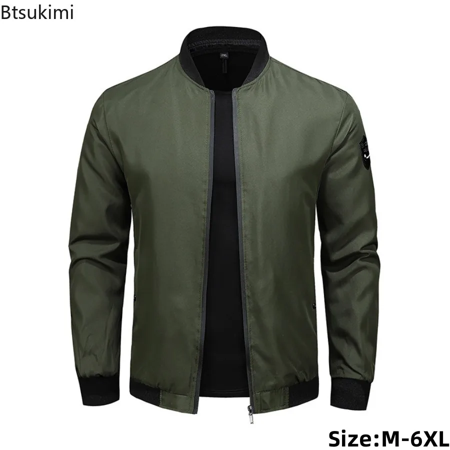 

Весенне-осенние новые мужские куртки-бомберы, модные свободные однотонные куртки с бейсбольным воротником для мужчин, деловые повседневные тонкие пальто