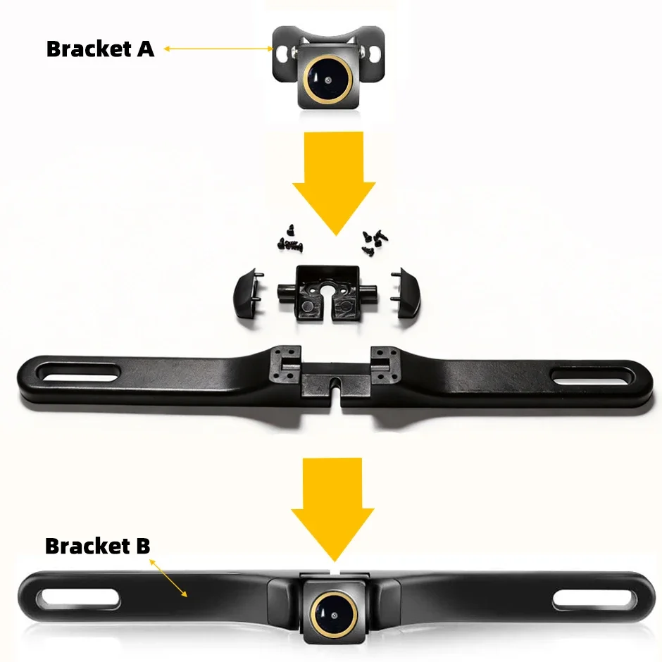 170° Fisheye Starlight Night Vision Backup Camera  AHD1080P/720P Rear View License Plate Frame Bracket Decor Universal