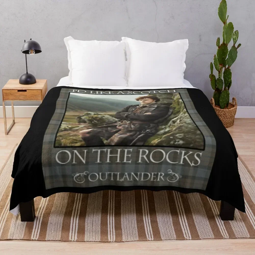 Outlander On Starz T-ShirtI'd Like a Scotch on the Rocks Throw Blanket Loose wednesday Thermal Sofa Blankets