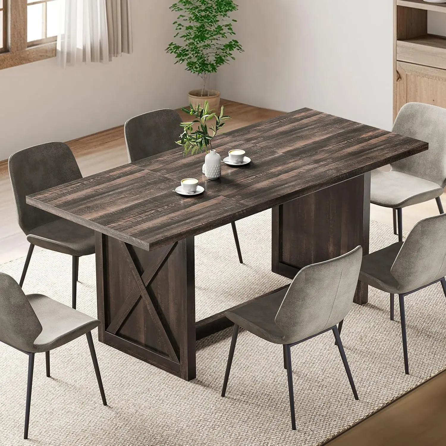 

YITAHOME 70.8" Large Farmhouse Dining Table for 6 to 8 People, Rustic Style Wood Dinner Table, Rectangular Dining Table for Kitc