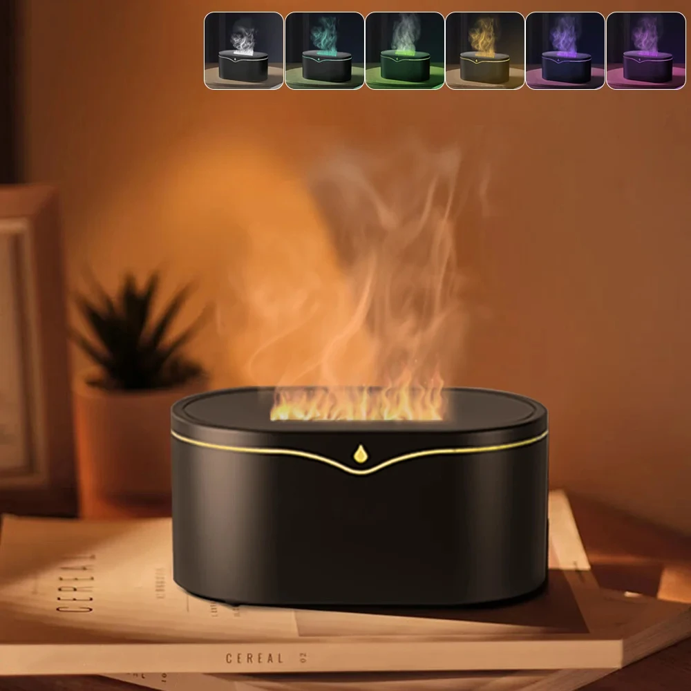 Upgraded 150ml Flame Air Diffuser Humidifier, Ultrasonic Fire Mist Aromatherapy Scent Diffuser, Auto-Off Function for Home Room