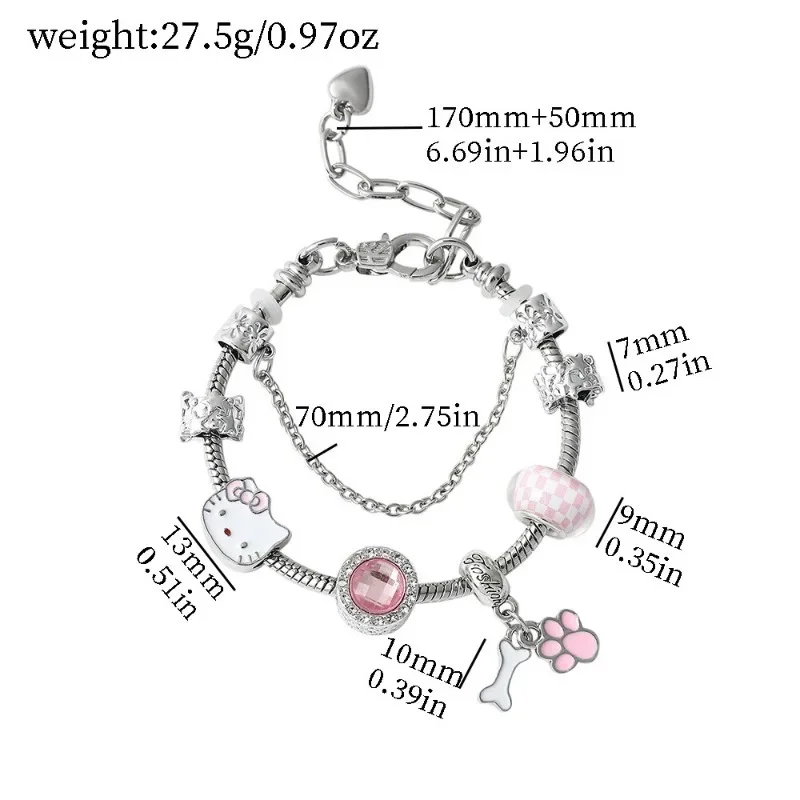 

Sanrio Hello Kitty Pandora Bracelet Fashion Cartoon Kuromi Adjustable Ladies Rhinestone Beaded Bracelet Jewelry Girlfriend Gift