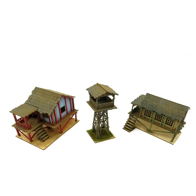 1:72 Südostasien alte Outdoor Taoyuan architektonische Szene Holzhütte Montagemodell handgemachtes Geschenk