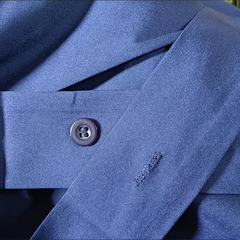 موضة الصيف فستان طويل أنيق المرأة قصيرة الأكمام رداء النمط الفرنسي سليم بولو طوق Vestidos 2024 شيك الأزرق الداكن Elbise