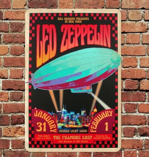 Fillmore East Concert Metall-Blechschild 8x12 aus Aluminium
