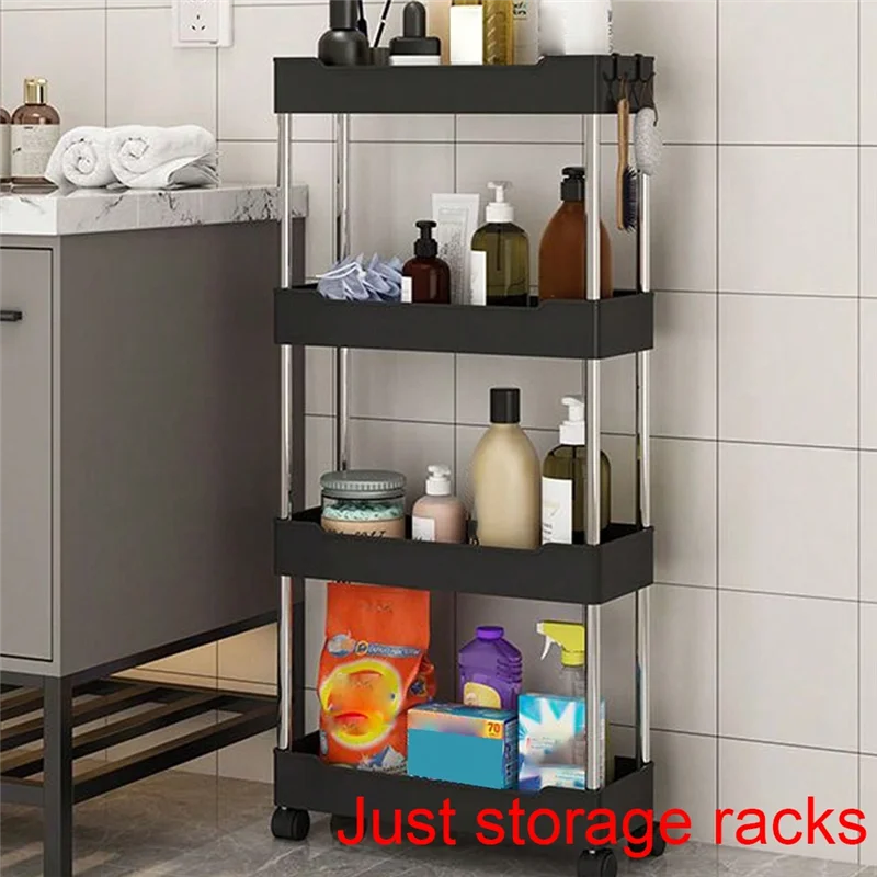

A67M-Tier Rolling Utility Cart, Movable Slim Storage Rack For Kitchen, Bathroom, Living Room - Space Saving Organizer Shelf