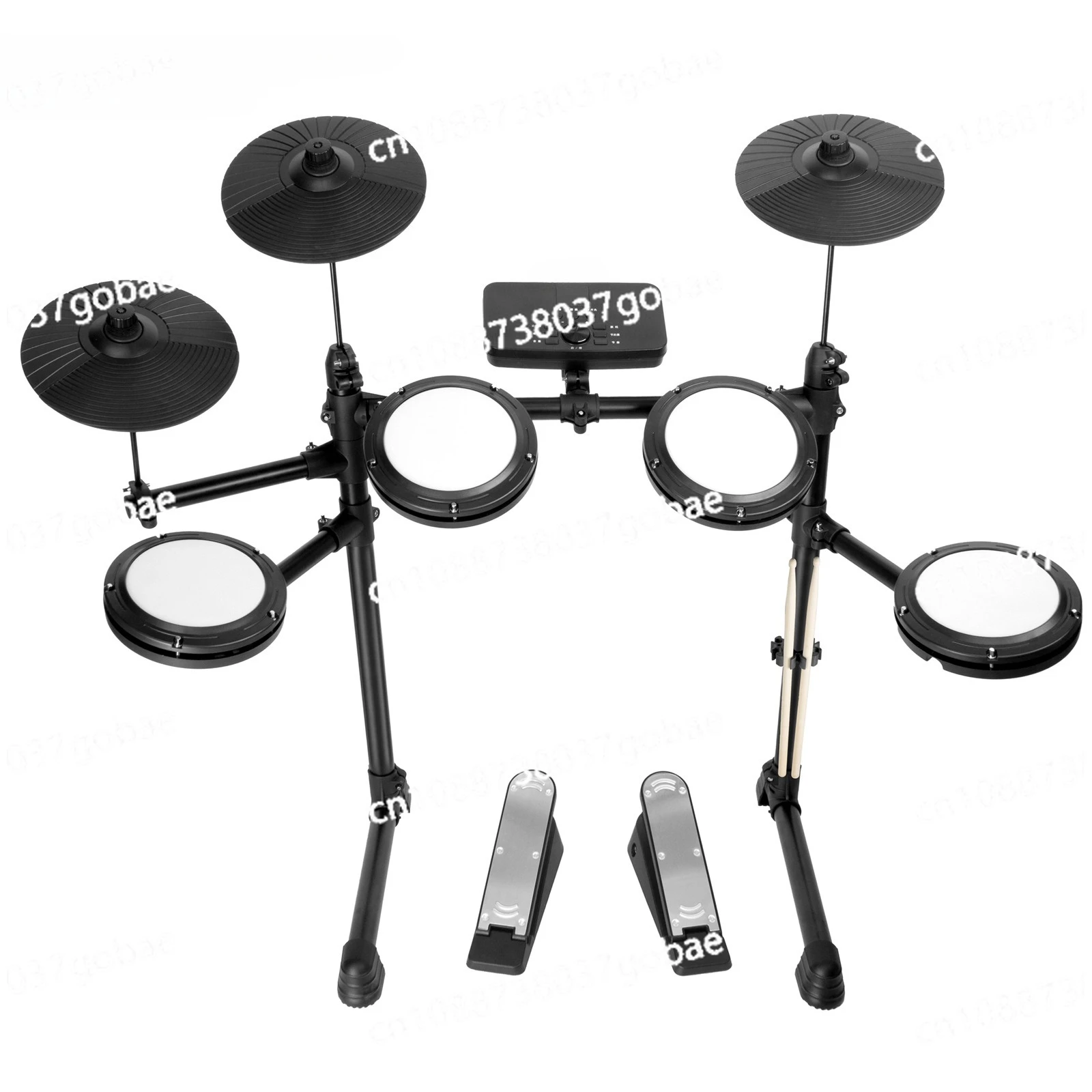Five Drums and Three Cymbals Portable Electronic Drum Set with Drum Bench