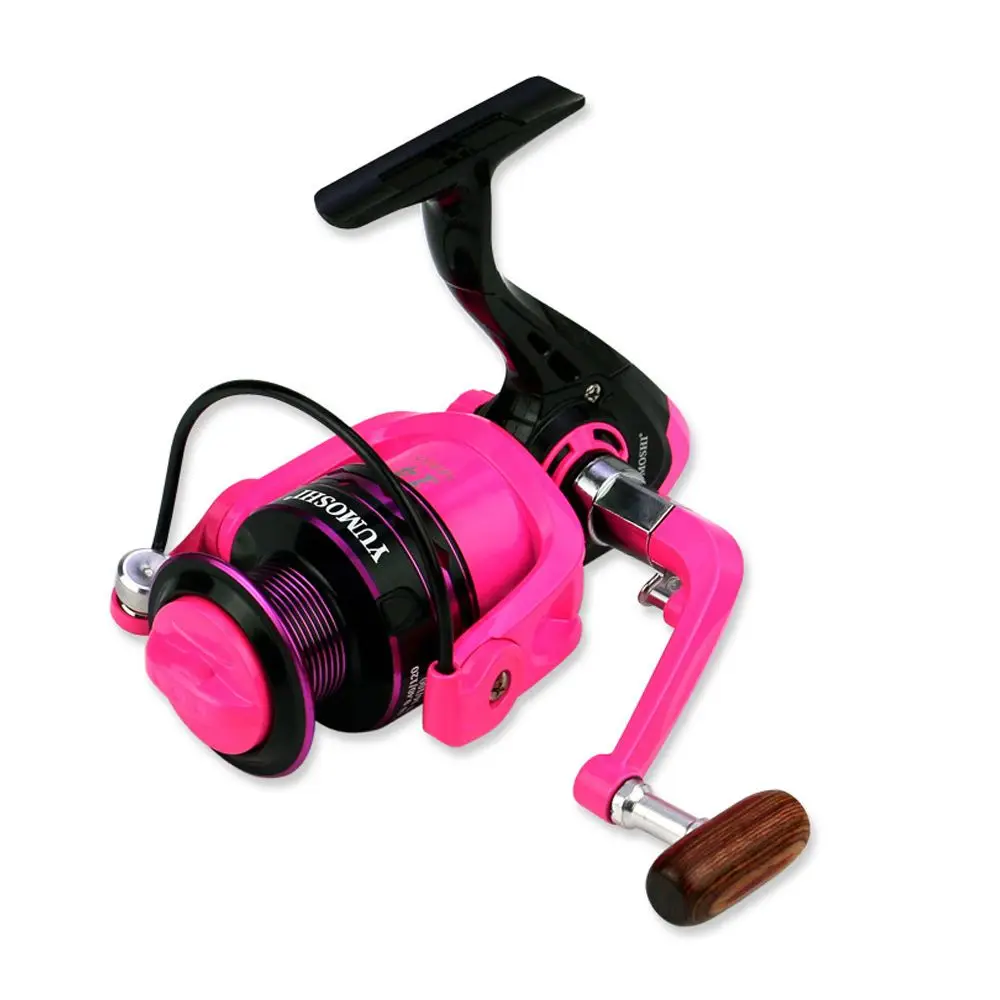 Pink Rocker Arm Fishing Reel High Quality Metal Lure Wheel Spinning Wheel OE2000 Series Sea ​​Pole Wheel Wooden Handle