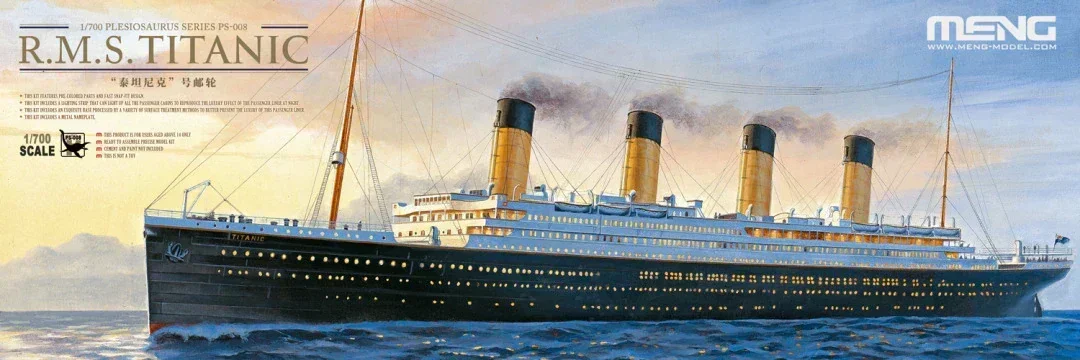 PS-008 MENG Titanic Cruise, Color separated version with lighting 1/700 Assembled Model Kit