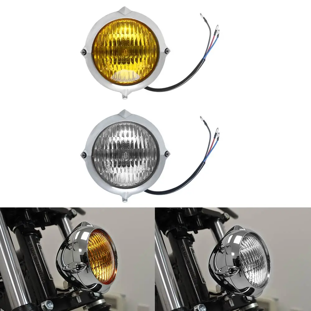 

Motorcycle Retro Style Headlig For Harley For Kawasaki For Honda For Yamaha For Suzuki With 4.5 Inch Headlight Bolt Thread 10Mm