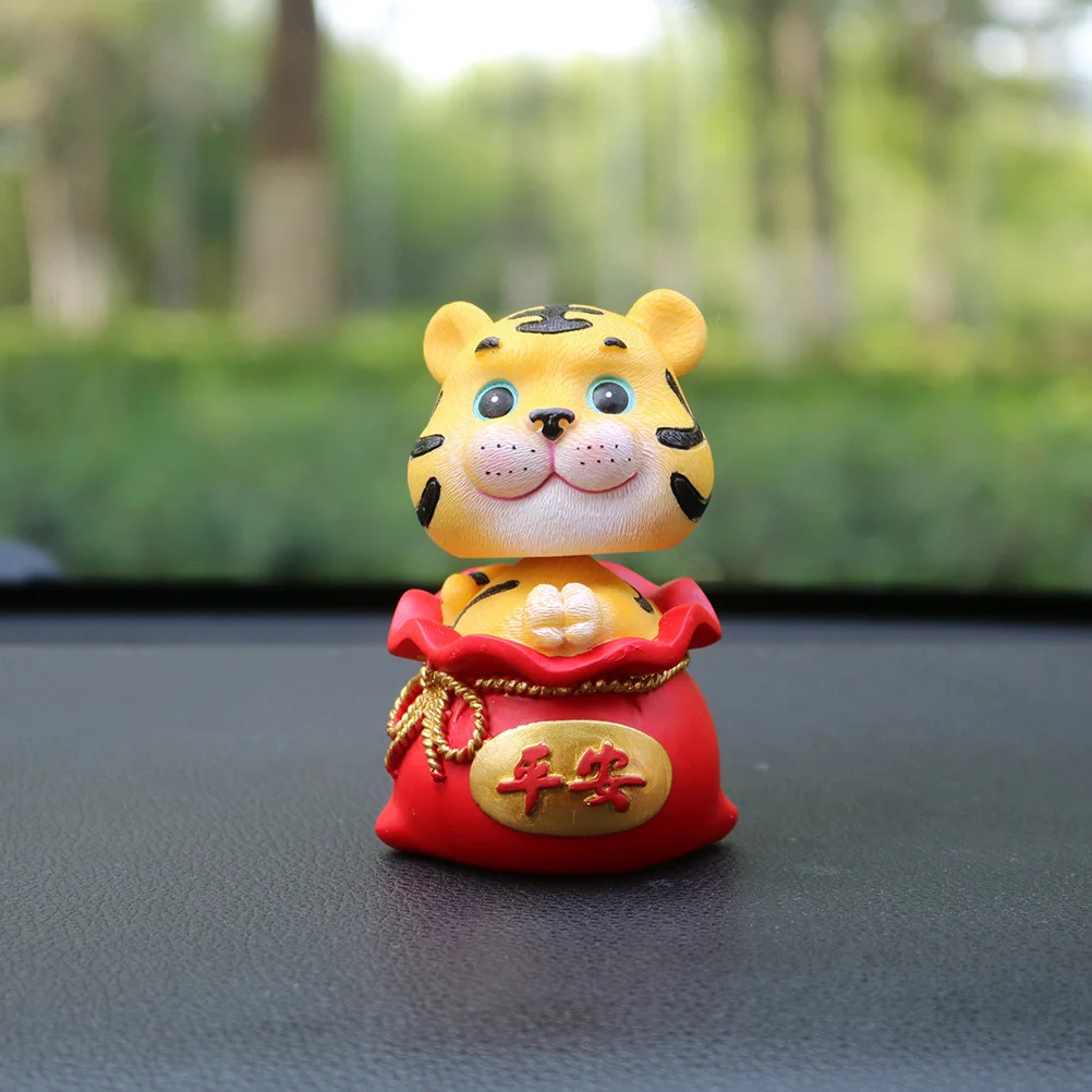 

1Pcs Resin Nodding Money Bag Tiger Decor High-Quality Craftsmanship for Car Home Desk Garden Outdoor Miniature Adorable Animal