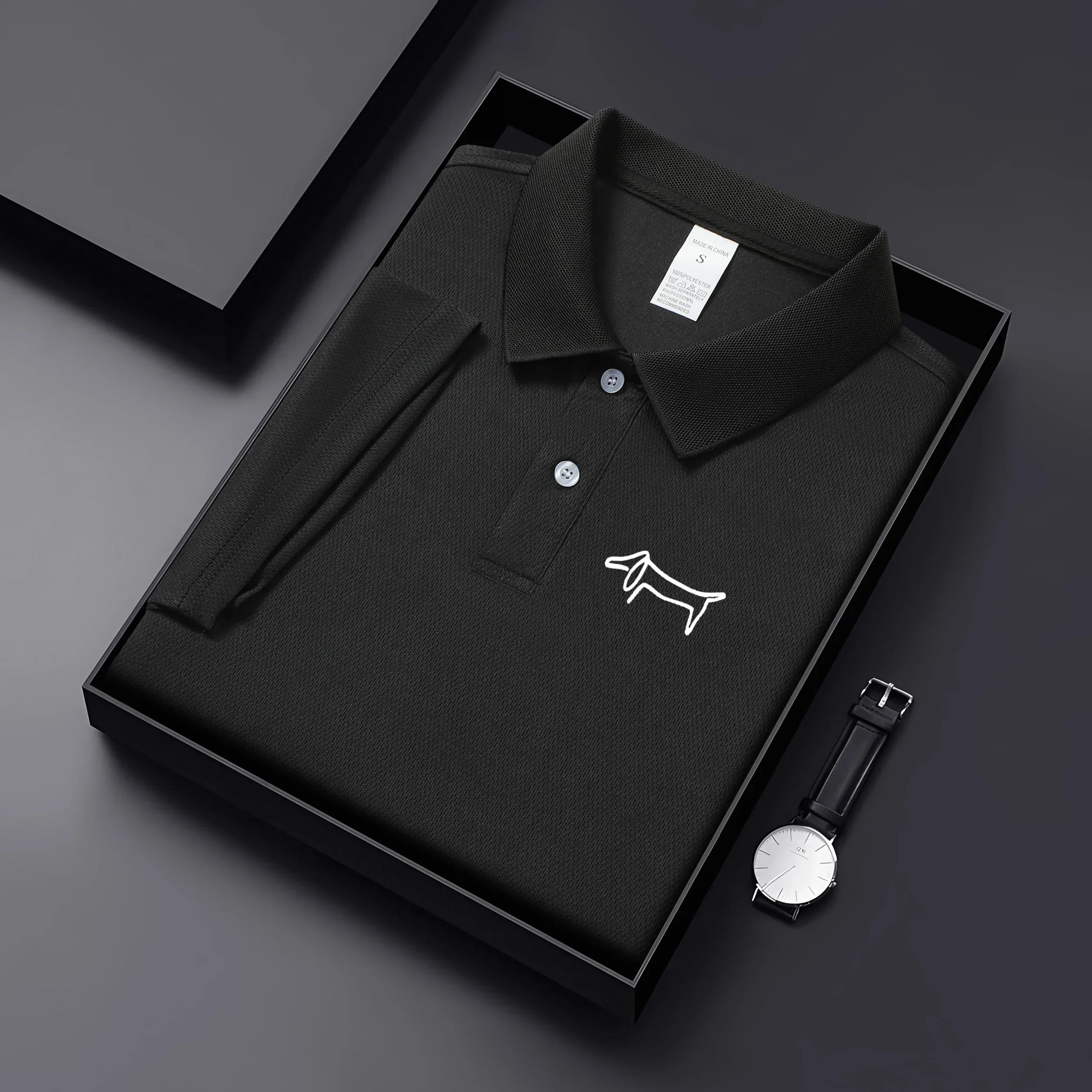 Navy Blue Golf Polo Shirt Men Summer Casual Breathable Golf Clothing Blend Polo Top for Daily Office Golf Wear