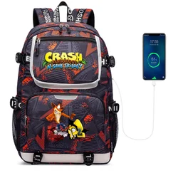 Gra Crash Bandicoot USB o dużej pojemności nastolatki tornistry kobiety mężczyźni Laptop plecak podróżny chłopcy dziewczęta torby na książki