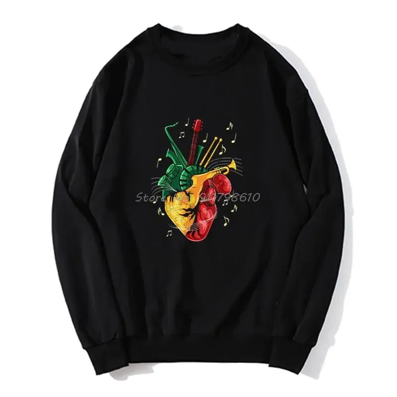 

Reggae Lover Jamaican Heart Reggae Music Rastafari Hoodie O-Neck New Spring Autumn Sweater Men Streetwear