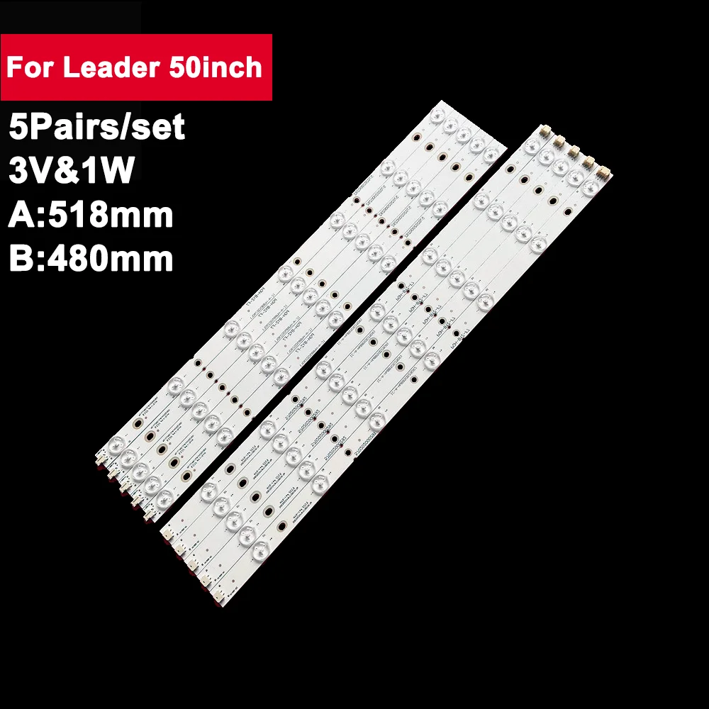 

5 пар/комплект, 50 дюймов, светодиодная лента для подсветки Leader 50 ''7 + 7LED 3V 1W D50LW7100 LE50LNW6 D50LW7180 LCMSM500CCA09