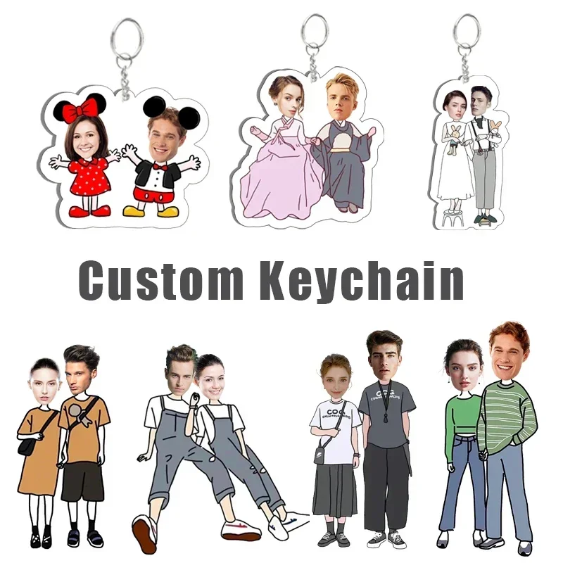 Custom Personal Keychain Lover Photo Key Chain Boyfriend Girlfrined Cute Pendant Backpack Accessories Decor Collect Gift