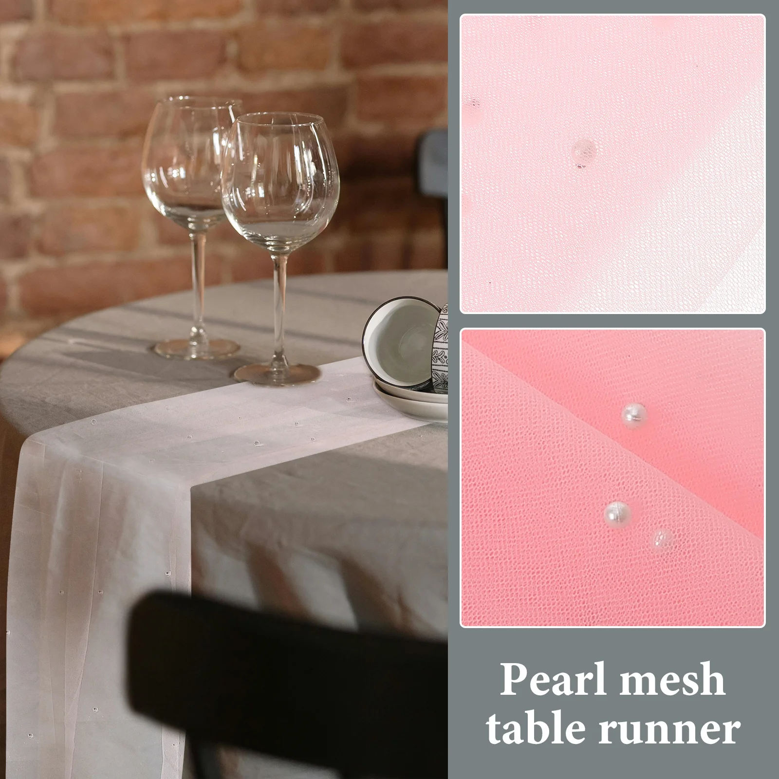 

Delicate Pearl Table Runner Beautiful Mesh Cover for Birthday Party Decor Pearl Mesh Table Runner Party Supplies