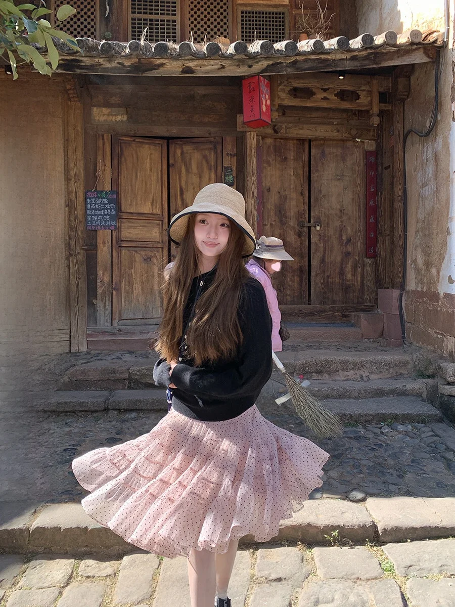 

CallmeEar Mid-Length A-Line Skirt with Dstring Elastic Waist Casual Spring New Sle Women's Innerlined Skirt