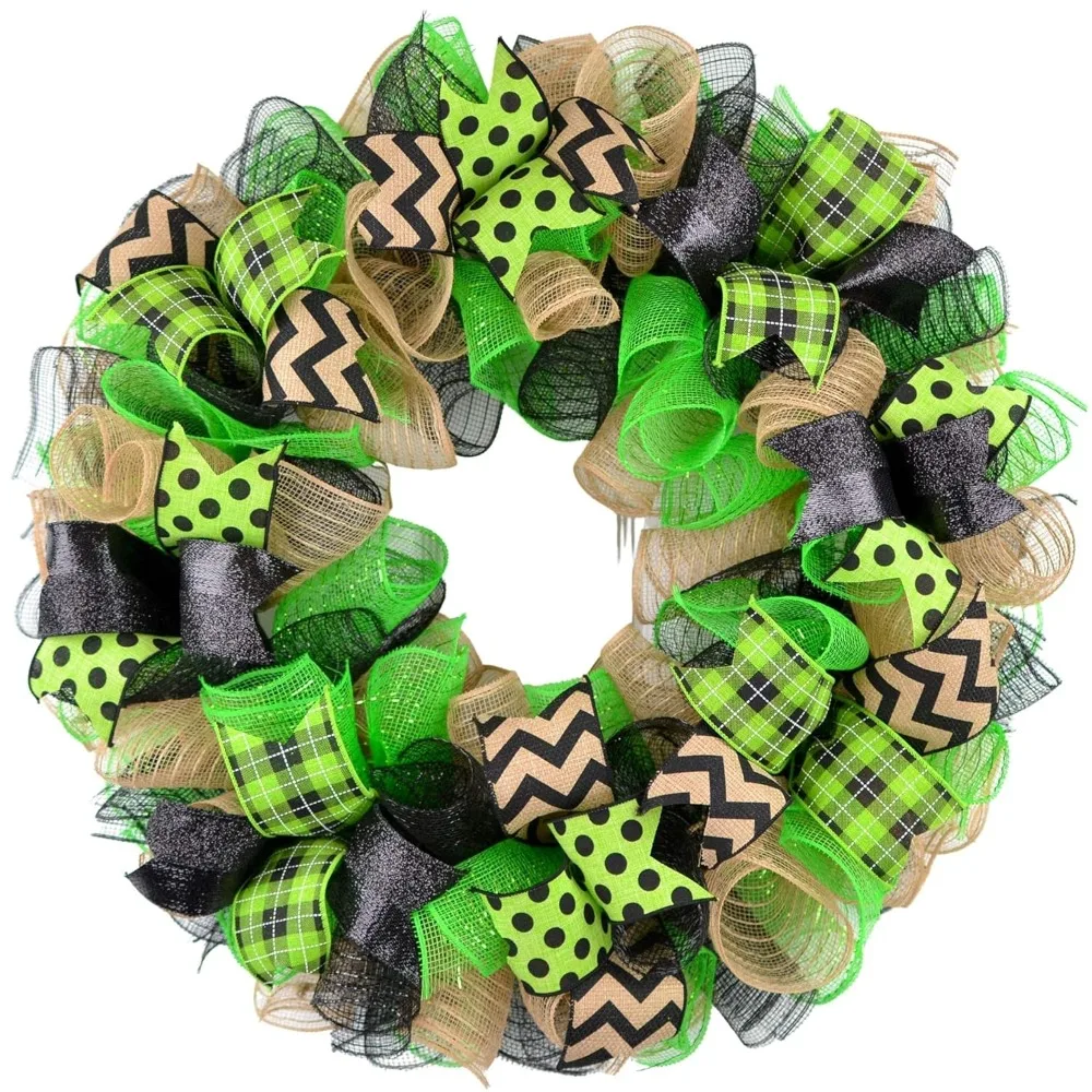 

Halloween Decoration, Lime Green Wreath Halloween Decorations St Patricks Day Farmhouse, Halloween Decoration