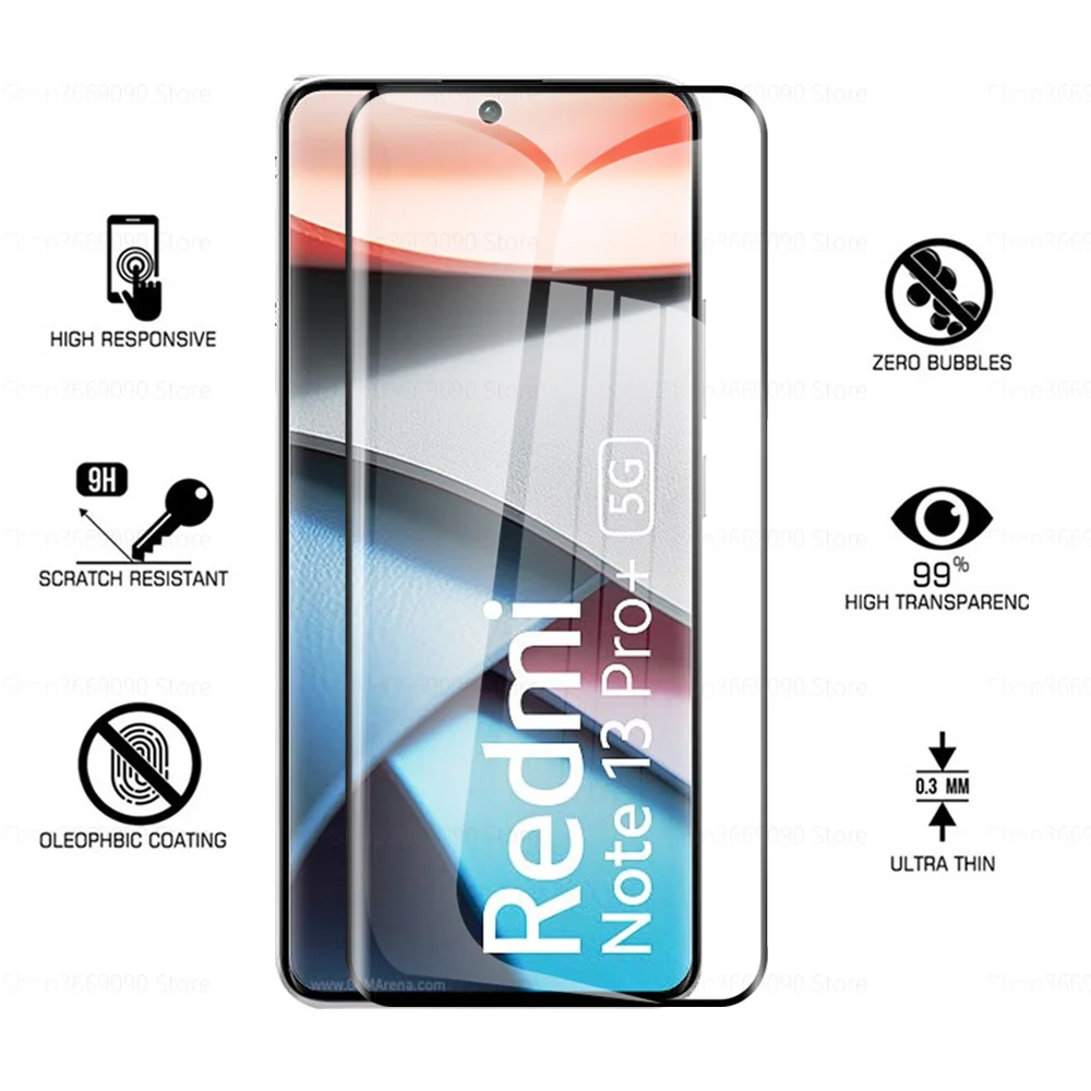 2to1 For Xiaomi Redmi Note 13 Pro Plus 5G Camera Lens Curved Tempered Glass For Xiaomi Redmi Note 13 Pro+ Screen Protector Films