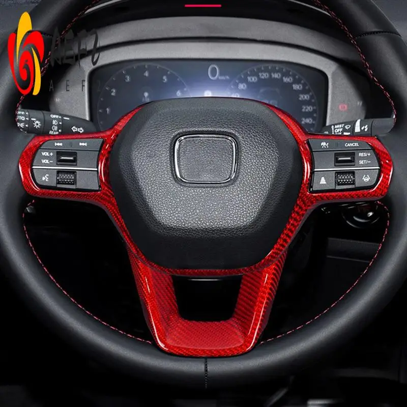 

AEF2-Real Hard Carbon Fiber Car Steering Wheel Panel Frame Cover Trim For Honda CIVIC 11Th Gen 2022