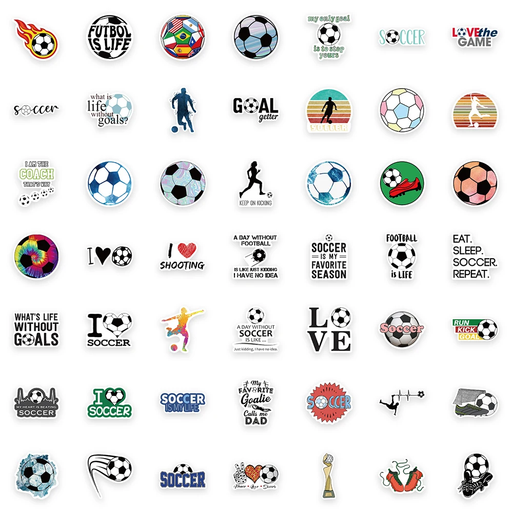 10/30/50/100pcs calcio calcio sport adesivi decorazioni Cartoon Graffiti Sticker decalcomanie per Laptop telefono bagagli Skateboard