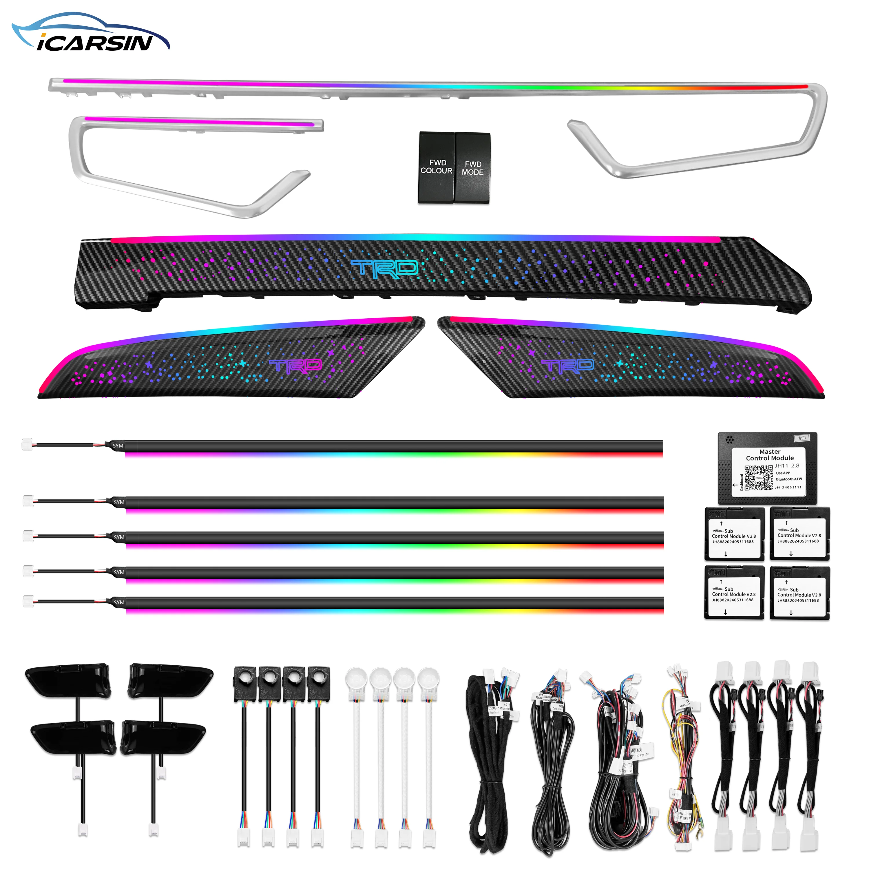ICarsin for Toyota Corolla Altis/Cross 2022-2025 Ambient Light Dynamic Stile Starry Carbonio Car Interior LED Light Upgrade Kit