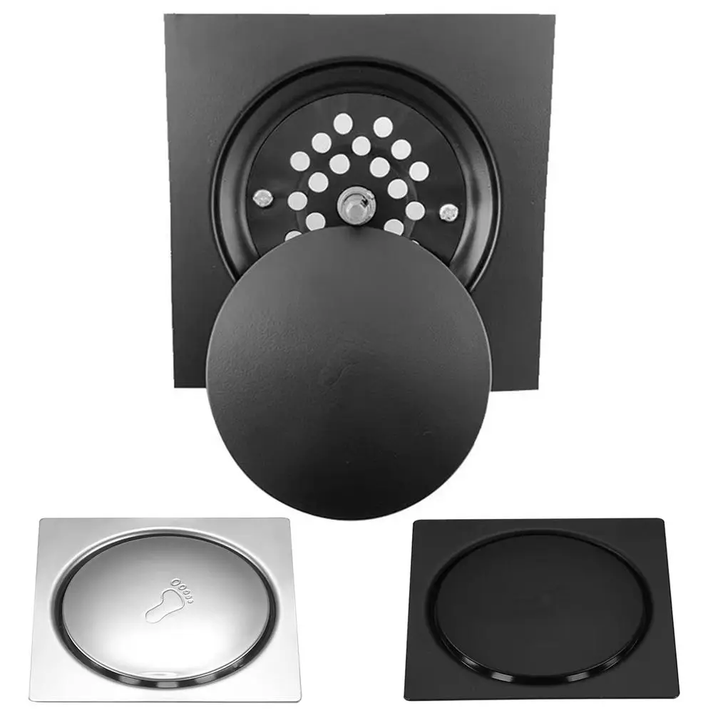 

Removable Square Shower Drain Press Type Waterproof Floor Hair Catcher Rust-proof Tiled Insert Bathroom Hair Strainer