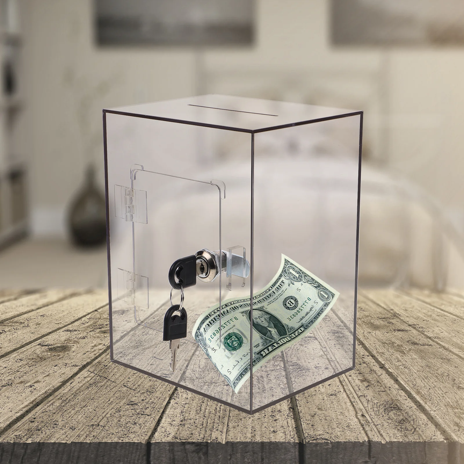 Acryl Donatie Box Lock Duidelijk Stembiljet Suggestie Ticket Brief Klacht Brievenbus Stemopslag Afsluitbare Box Donatie Dozen