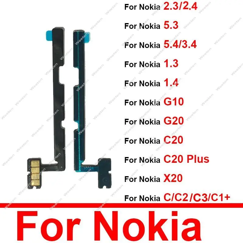 

Swith Volume Power Buttons Side Flex Cable For Nokia 1.3 1.4 2.3 2.4 3.4 5.3 G10 G20 X20 C C2 C3 C1 Plus C20 Plus C2 2nd