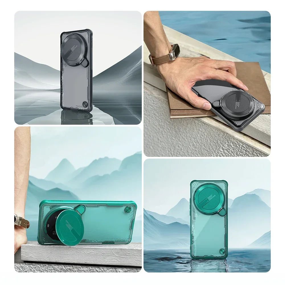 حافظة لهاتف Xiaomi Mi 15 Ultra 5G Nillkin Iceblade عدسة دعامة شفافة مع حامل حماية غطاء خلفي نحيف صلب