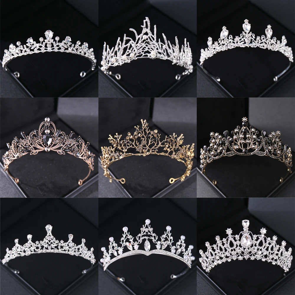 Baroque Crystal Crown Tiara Vintage Rhinestone Women Crowns And Tiaras Diadems Headbands Bridal Wedding Hair Accessories Jewelry