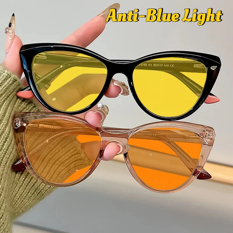 

Retro Cat-Eye Anti-Blue Light Eyewear Stylish Driver Night Vision Glasses Specialized Eye Protection for Phone and Computer Use