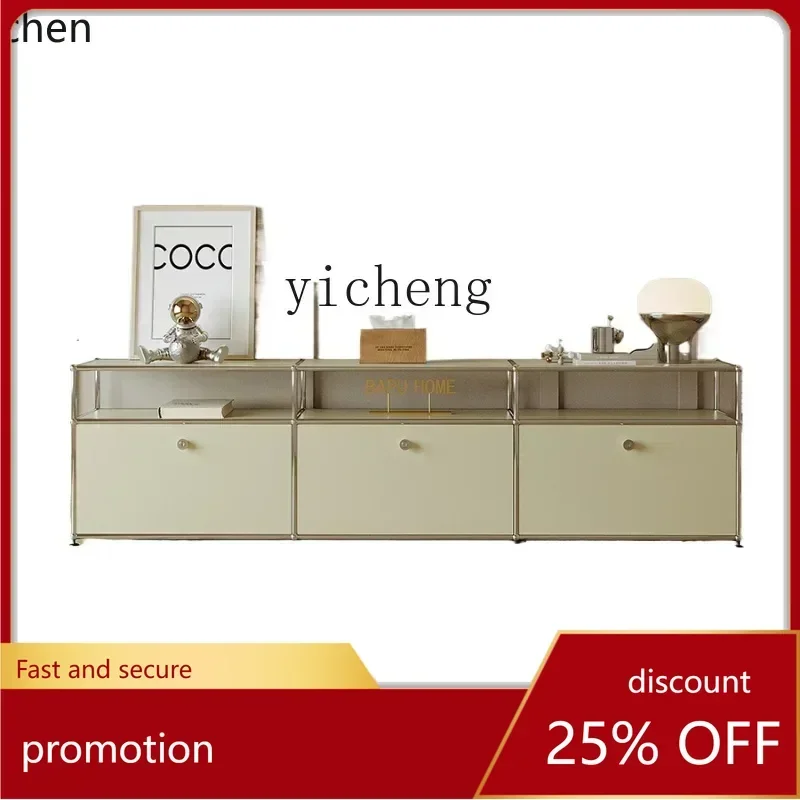 DSA Stainless Steel TV Cabinet Simple Modern TV Module Sideboard Cabinet Living Room Cream Style Low Cabinet