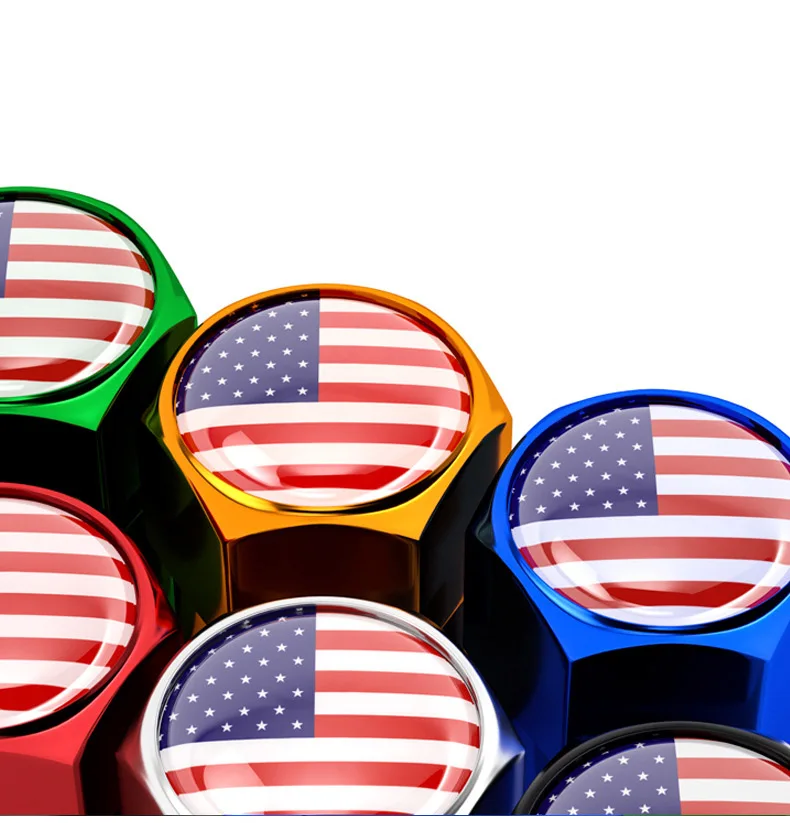 4Pcs National Flag Car Tire Valve Caps Aluminium Alloy Wheel Tires Tire Stem Air Cap Airtight Covers for Cars, Motorcycles Bike