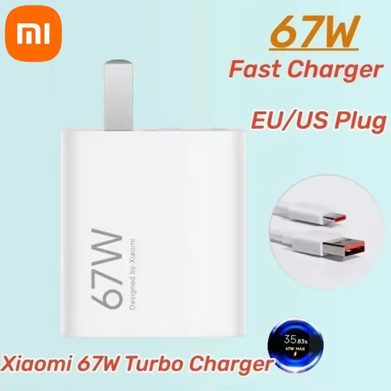 Xiaomi Original 67W Turbo Fast Charger EU/US Plug 6A 1/1.5/2M Type C Cable For Mi 11 12 13 14 Ultra Redmi K40S K50 Note 11 Pro