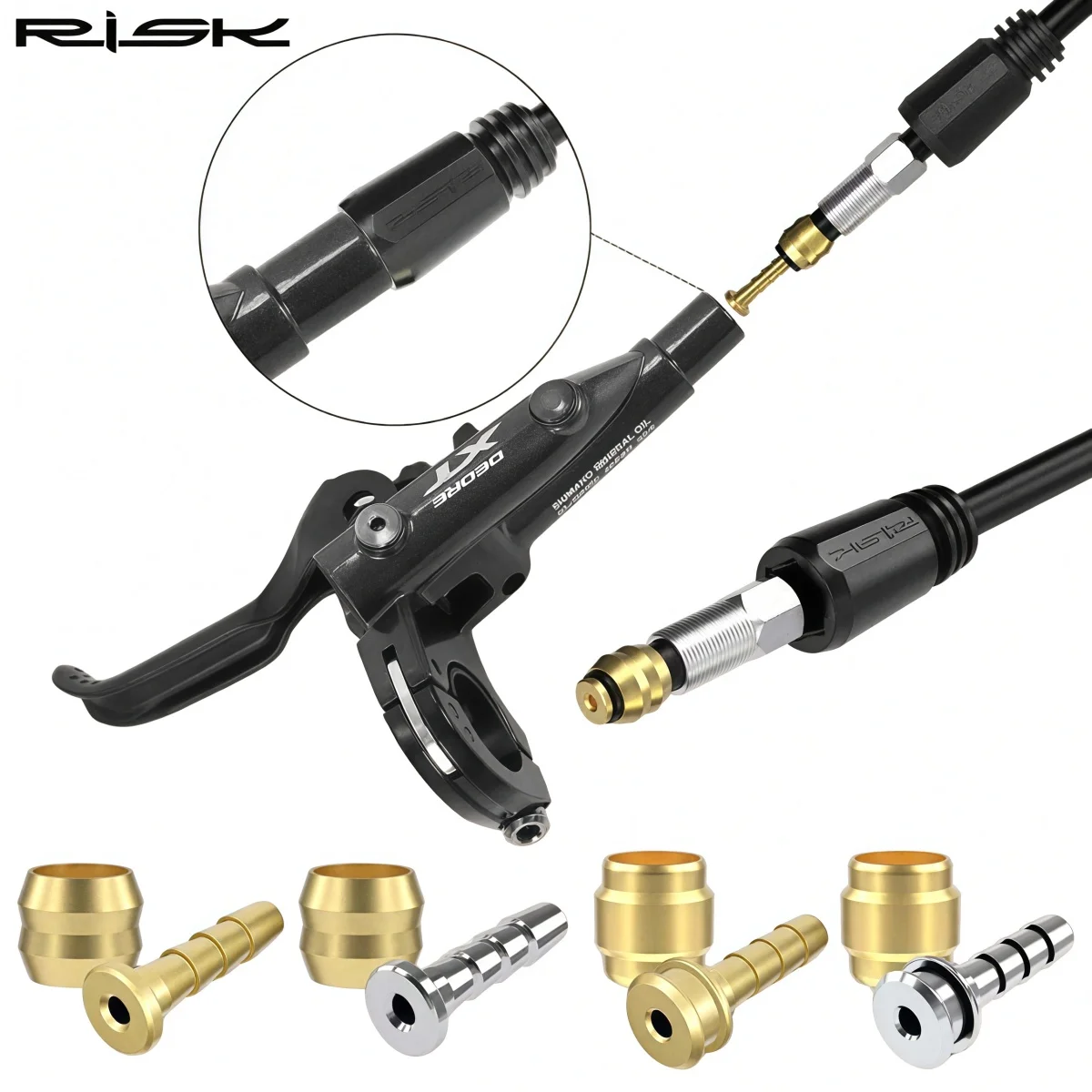 RISK Hydraulic Disc Brake Hose Kit For SHIMANO BH59 / BH90 / SRAM / Magura - Barb | Olive Compression Nut & Ring | 5mm Hose